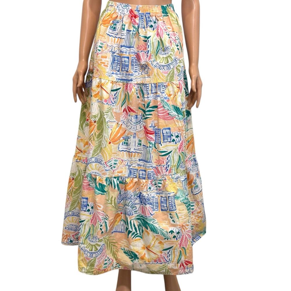 Fashion Nova medium San Tropez tiered tropical midi skirt SK 3117